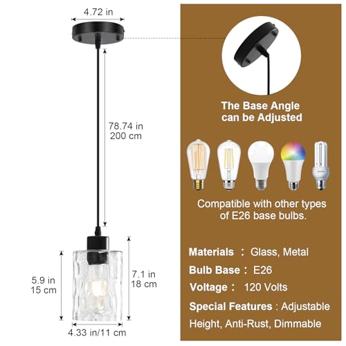 2 Pack Black Pendant Lights Kitchen Island (2 Count)