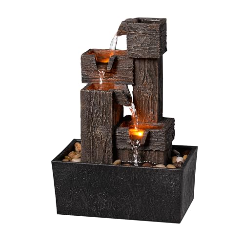 13 Inch Tabletop Water Fountain with LED Lights