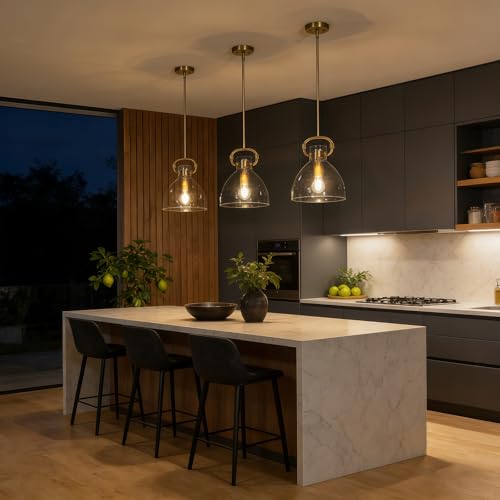 9.8'' Glass Pendant Lights for Kitchen Island