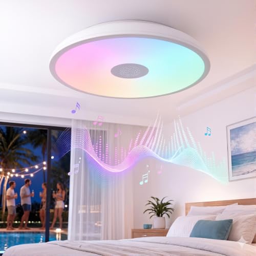 Upgrade Waterproof Ceiling Light Music Ceiling Lamp with Bluetooth Speaker