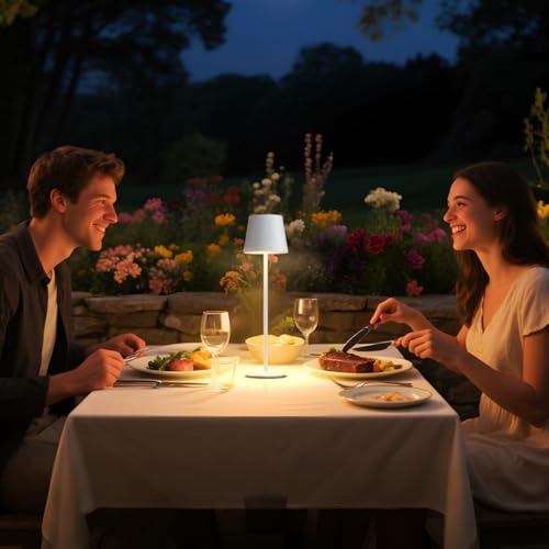 2 Pack Cordless Table Lamp Rechargeable 5000mAH Battery Operated Lights Touch Control LED Portable Desk Lamps 3 Color Dimming for Outdoor Coffee Bedroom Kitchen (2 Count)