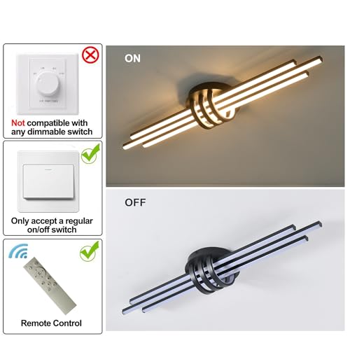 39In Modern Dimmable Linear LED Ceiling Light with Remote