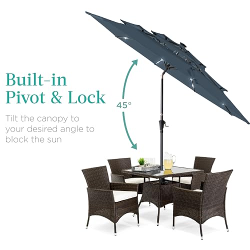10ft 3 Tier Solar Patio Umbrella