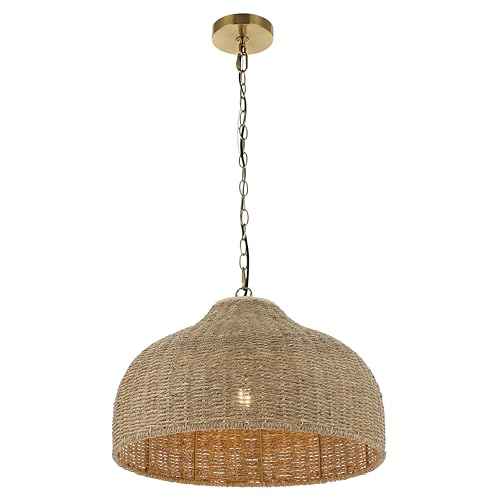 Eliza 1 Light Pendant Dome Rattan Metal 20"