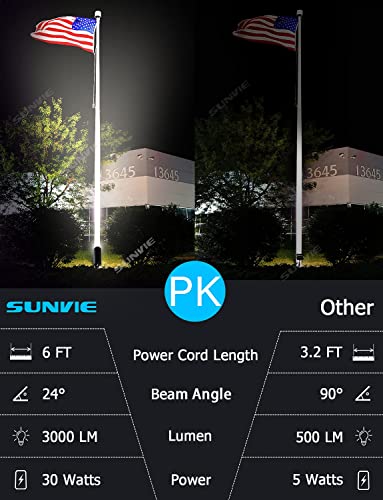 30W Spot Lights Outdoor LED Spotlight 120V 3000LM Ultra Bright Flag Pole Light with Metal Stake (2 Count)