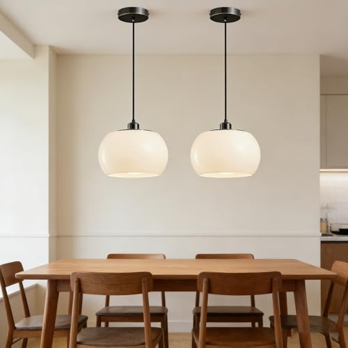 Pendant Lights Set of 2 Opal Glass Ceiling Hanging Lighting