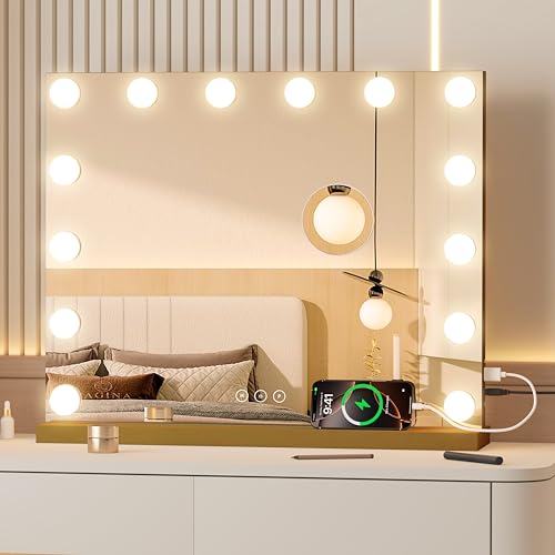 Vanity Mirror with Lights 19.7''x16.6'' Makeup Mirror with Lights Lighted Up Mirror with Dimmable LED Bulbs