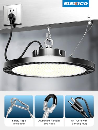 Super Bright 250W 37500LM UFO LED High Bay Light with Plug 5ft Cable