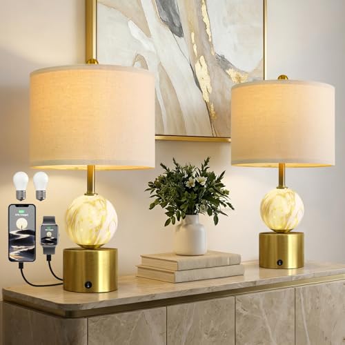 20.5" Small Bedside Table Lamps for Bedroom Nightstands (2 Count)