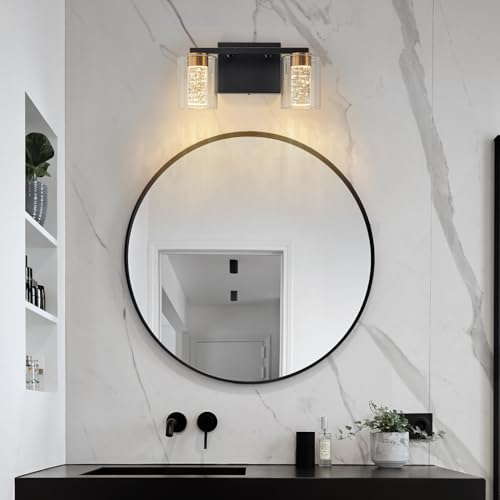 2 Light Black and Gold Vanity Light with 3 Color Modes