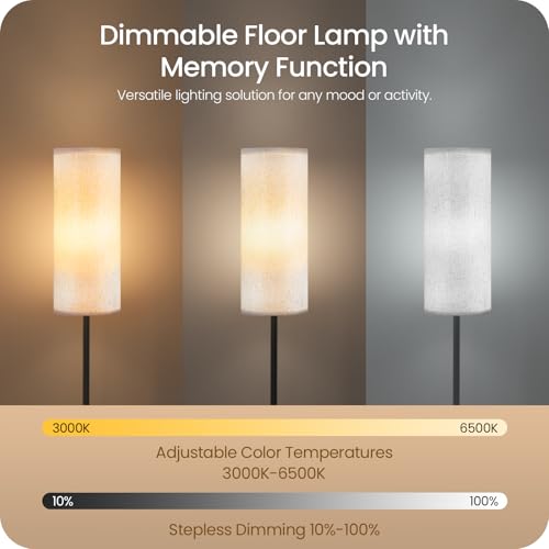 Dimmable Floor Lamp for Living Room with Remote and Foot Switch