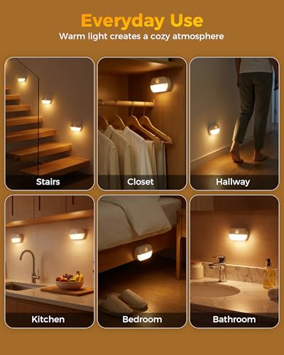6 Pack Rechargeable Motion Sensor Stair Lights Indoor Magnetic Night Light (6 Count)