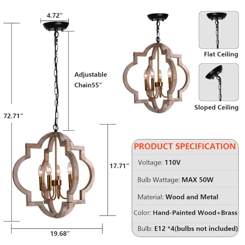 4 Light Farmhouse Chandelier (4 Count)