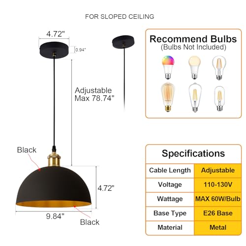 Modern Industrial Black Chandelier 9.8 inches