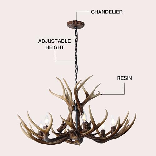 Eldora 6 Light Resin Antler Chandelier 33"