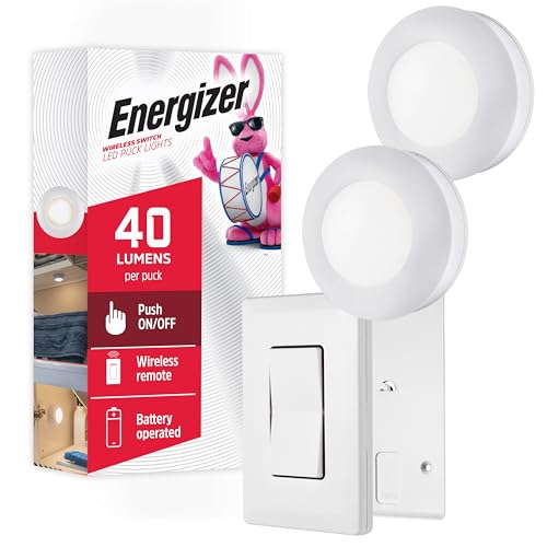 Battery Powered Puck Lights with Remote Wall Switch (2 Count)