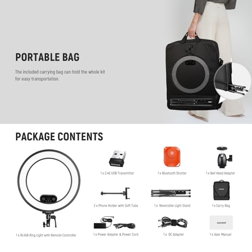 18 Inch Edge Lit Ring Light with Tripod Stand Phone Holder Compatible with iPhone for Video Recording Selfie Makeup Studio Streaming