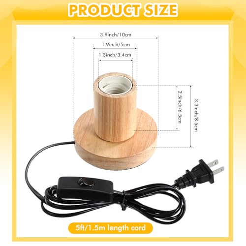 2 Pcs Polished Metal Desktop Lamp Base E26 E27 Screw Light Bulb Holder Sockets Night Light Base Lamp Replacement for Holding Bulb 6 Feet Cord on Off Switch Plug (2 Count)