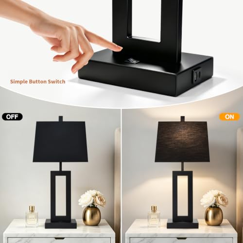 Black Bedside Table Lamp Set of 2 (2 Count)