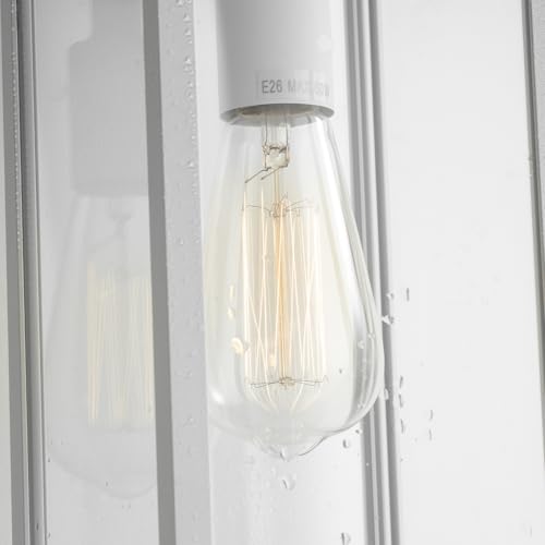 18" Classic Outdoor Wall Sconce 1 Light in Matte White Rectangular Metal Frame and Clear Glass Shade Waterproof Porch Light Patio Light Pack of 2 (2 Count)