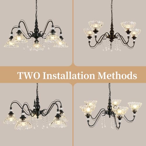 5 Light Chandelier in Matte Black Finish with Flower (5-Light / Black)