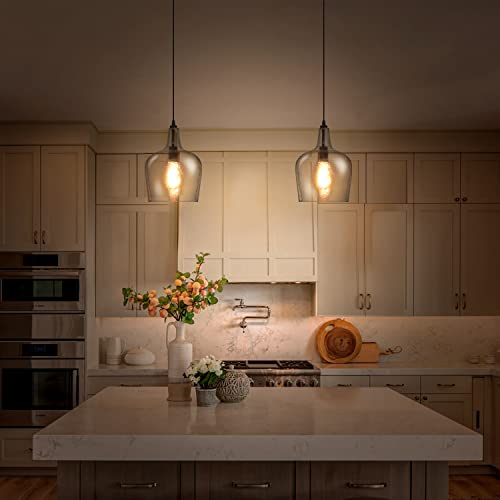 Glass Pendant Light Modern Black 1 Light Single Dome Pendant Lighting Fixtures for Kitchen Island Dining Room Hallway