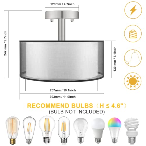 3 Light Semi Flush Mount Ceiling Light Fixture