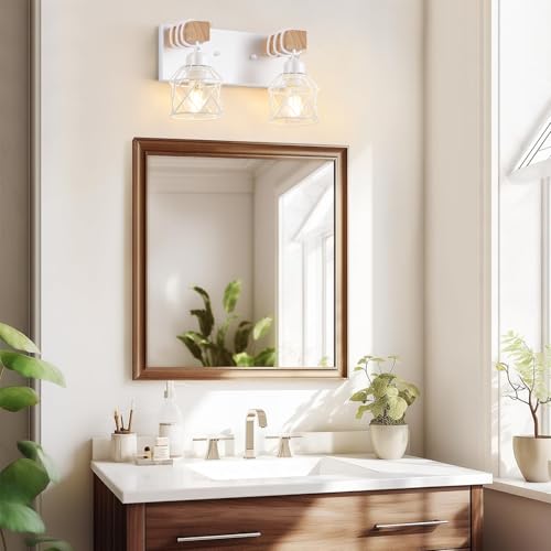 2 Light White Bathroom Light Fixtures