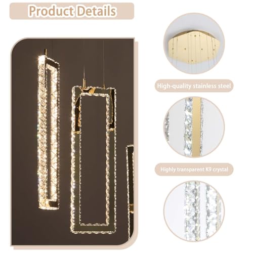 H158 Modern Chandelier 12 Rings Gold Chandelier Lighting Fixture High Ceiling Chandelier Suitable for Living Room Staircase Villa