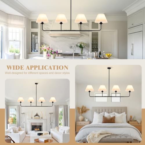 65"Modern Linear Chandelier with Fabric Shade
