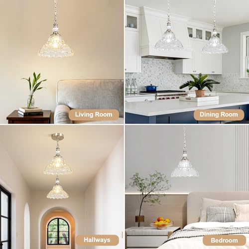 1 Piece Chandelier in Brushed Nickel Finish with White Flower (1-Light / Nickel and Chain Style)