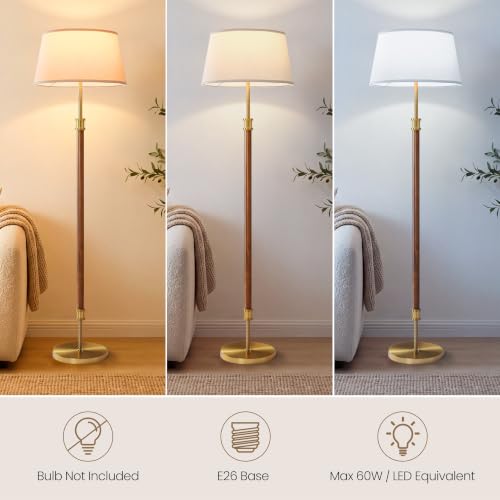 Mid Century Floor Lamp (Dark Walnut & Gold)