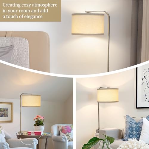 25" Tall Modern Bedside Lamp with USB C+A Ports