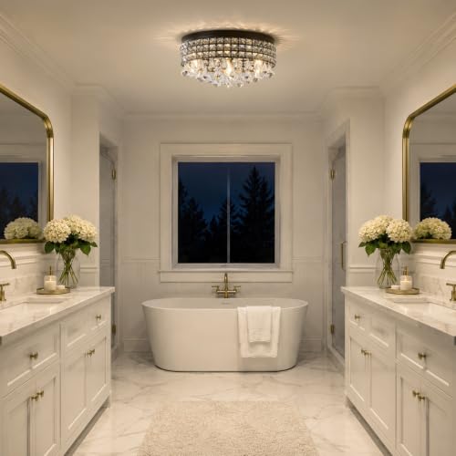 Small Crystal Flush Ceiling Light (Classic Black)