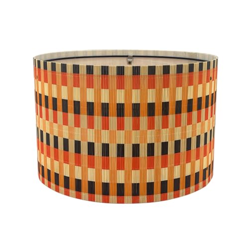 Rustic Pendant lamp shade Art decorative Colorful Grid 13.8x9Inch