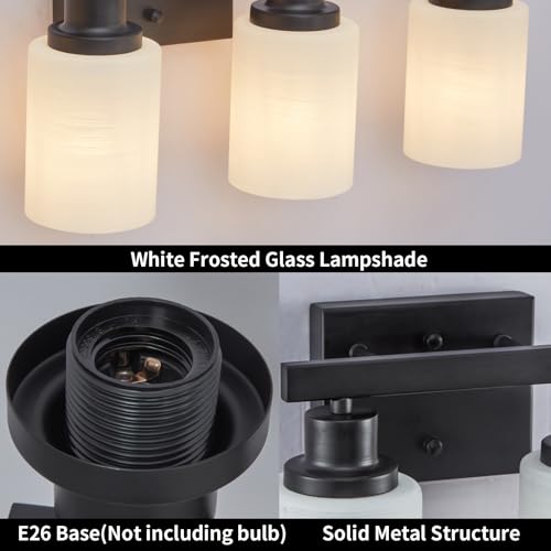 3 Light Bathroom Light Fixtures Over Mirror 17in Black Vanity Light