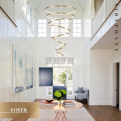 Modern LED Chandeliers 35" Brushed Gold 8