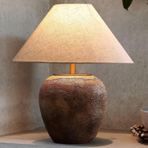 Rustic Farmhouse Clay Pot Table Lamps 19.6" Tall Ceramic Table Lamp