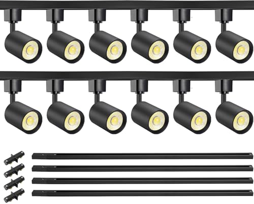 12 Light LED Track Lighting Kit with 13FT H Type Track Rail