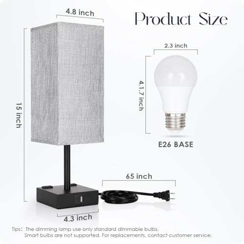 Bedside Table Lamps Set of 2 (2 Count)