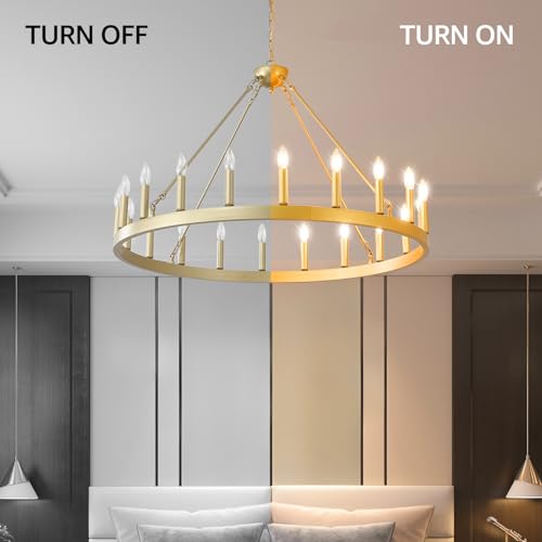 40" Gold Wagon Wheel Chandelier 20
