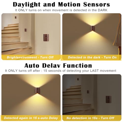 2 Pack Wood Step Light with Motion Sensor (2 Count)