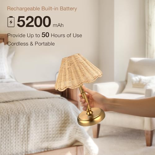 Mini Cordless Boho Rattan Table lamp