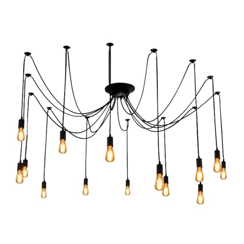 14 Arm Spider Light Fixture Industrial DIY Chandelier Pendant Lamp
