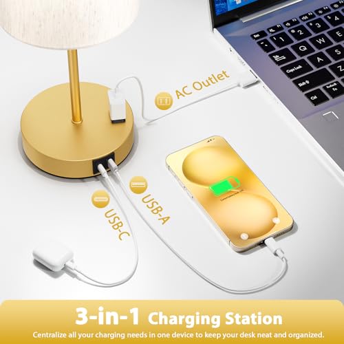 17.6" Gold Touch Lamps for Bedroom Set of 2 (2 Count)