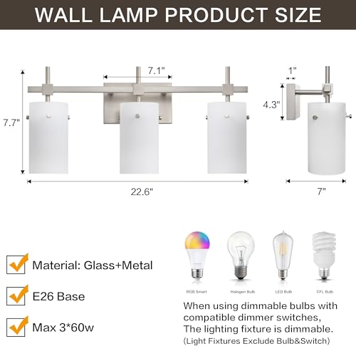 Brushed Nickel Bathroom Light Fixtures