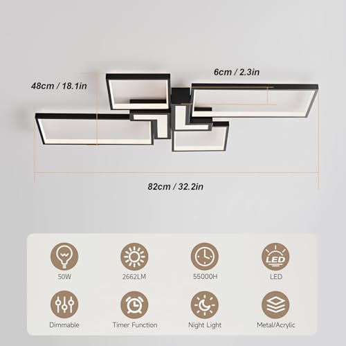 Modern Ceiling Light 32'' 50W 3000K