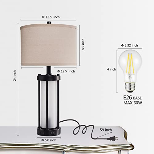 Set of 2 Modern Table Lamps for Living Room with 2 USB Ports (2 Count)