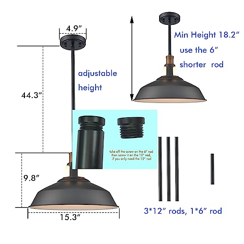 Black Pendant Light Farmhouse Rod Hanging Barn Pendant Light Fixture