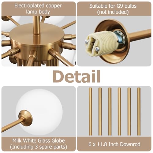 Gold Sputnik Chandelier Mid Century Modern 23 Light High Ceiling Chandelier